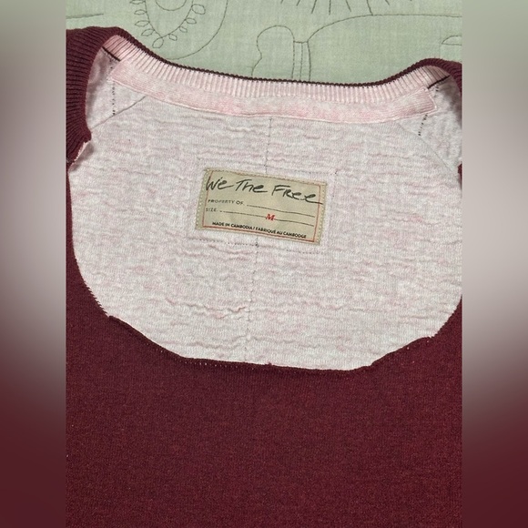 NWT Free People We the Free Midnight Pullover M Red Valentine Combo Sweater - Picture 5 of 9